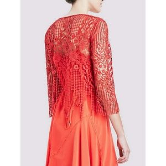 NWT, Elie Tahari Red Floral Crochet Silas Jacket - Picture 2 of 4